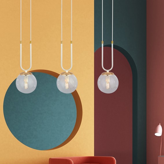 Lampa Wisząca GLAM 3 Biały/Transparentny