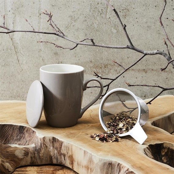 Kubek MIRA  z Zaparzaczem i Pokrywką Beżowy