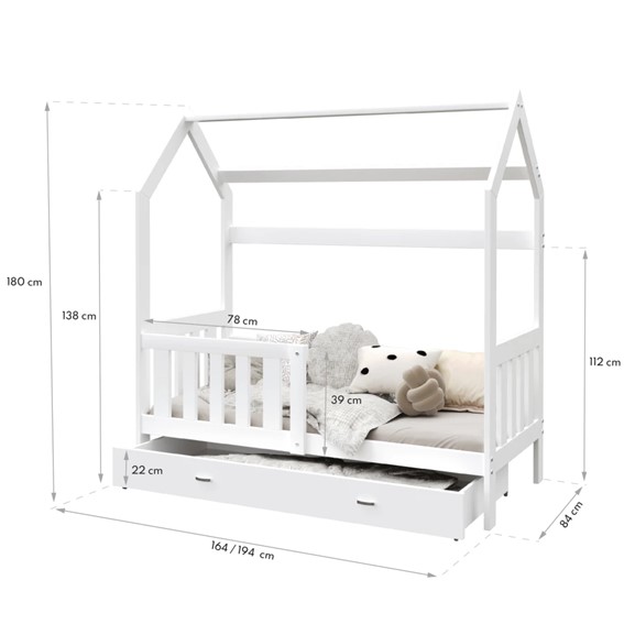 Łóżko Domek ELLIE 80x160 Biały