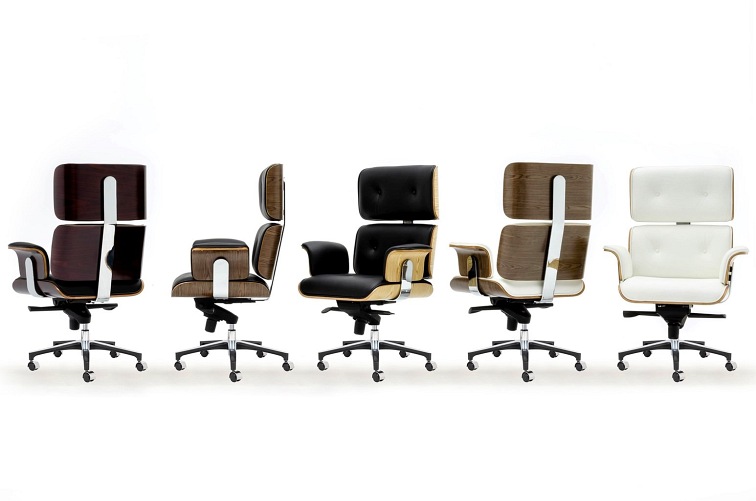 Fotel Biurowy LOUNGE BUSINESS Biały/Orzech