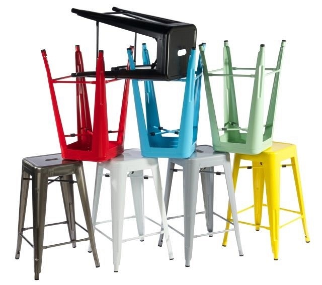 Stołek Barowy PARIS 66cm Biały inspirowany Tolix