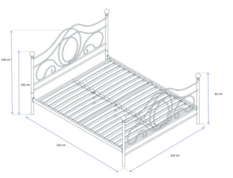 Łóżko Metalowe LM3-FX 120x200 Czarny