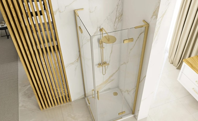 Kabina Prysznicowa HUGO 90x90 Złoty Szczotkowany