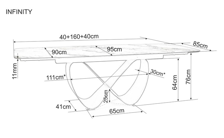 Stół Rozkładany INFINITY CERAMIC (160-240)x95 Brązowy/Biały