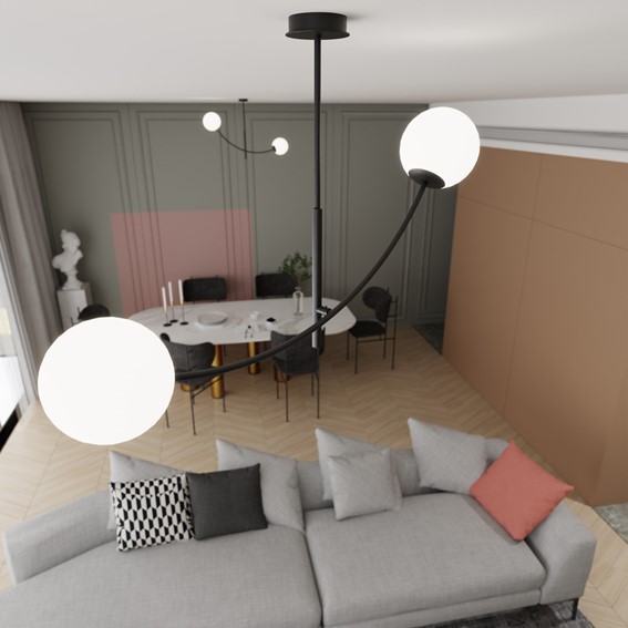 Lampa Wisząca HUNTER 2 Czarny/Opal