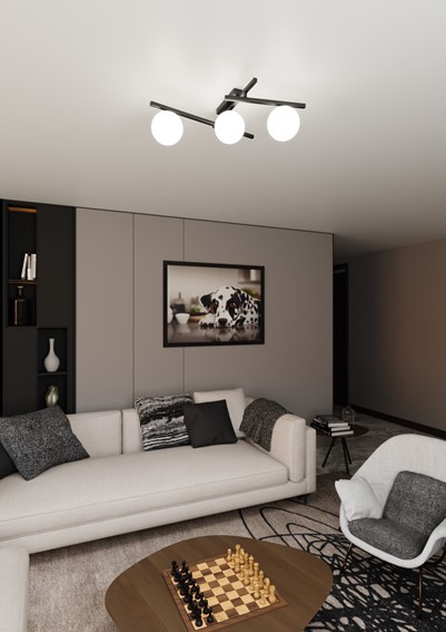 Lampa Sufitowa SMART 3 Czarny/Opal