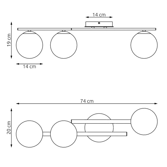 Lampa Sufitowa KAIRO 3 Czarny/Opal