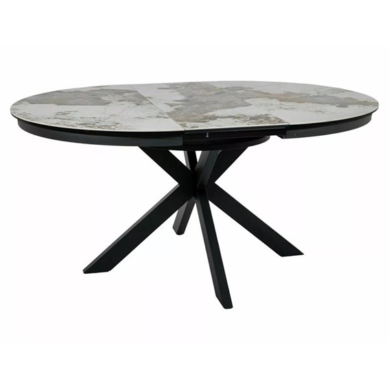 Stół Rozkładany PORTO Ceramic (160-120)x120cm Biały Połysk/Czarny Mat