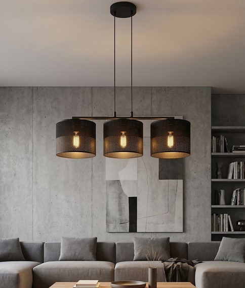 Lampa Wisząca KARBON 3 Czarny