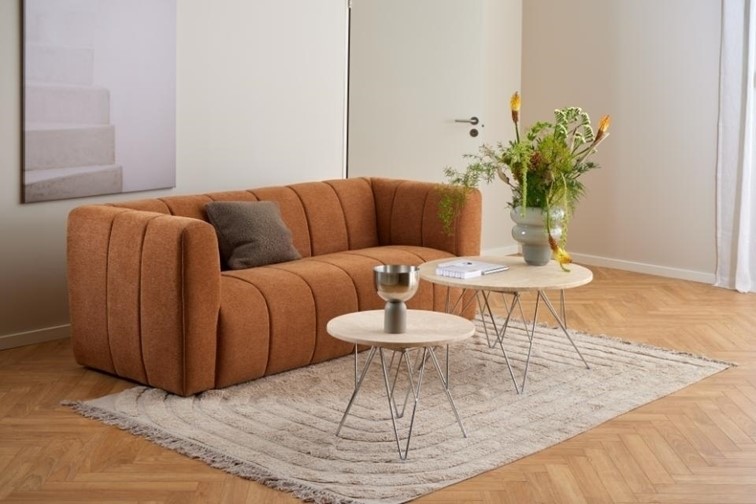 Stolik Kawowy PRUNUS fi80 Chrom/Trawertyn