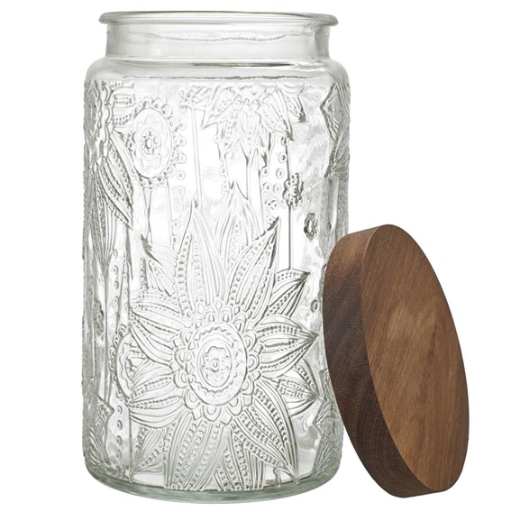 Słoik CISELE z Pokrywką z Akacji 1l Kwiaty
