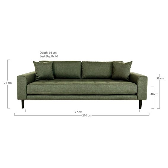 Sofa Trzyosobowa LIDO Zielony/Czarny
