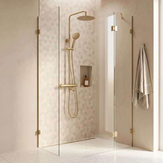 Zestaw Natryskowy z Termostatem LUNGO DIAMOND Złoty Szczotkowany