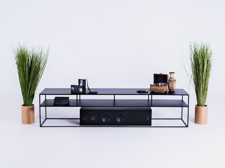 Stolik RTV Tensio 2 Floor Metal 200x45 Czarny