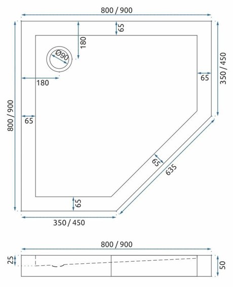 Kabina Prysznicowa DIAMOND 90x90 Złoty Szczotkowany