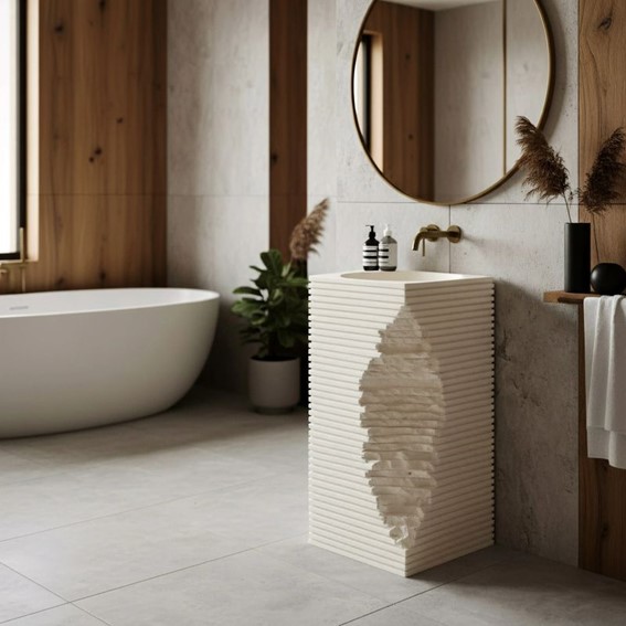 Umywalka Wolnostojąca TRAVENA SQUARE Beżowy