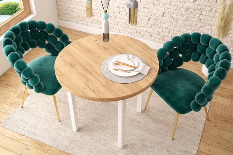 Stół ST24-FX fi80 Dąb Craft Złoty/Biały