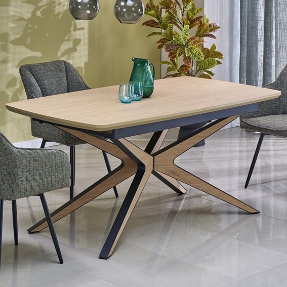 Stół Rozkładany JAMES (160-220)x90 cm Naturalny/Czarny