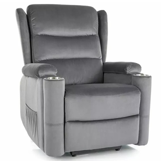 Fotel Rozkładany MINOS Velvet Szary/Czarny