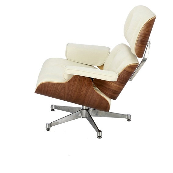 Fotel VIP 54x82x85 Biały/Walnut/Srebrna Baza