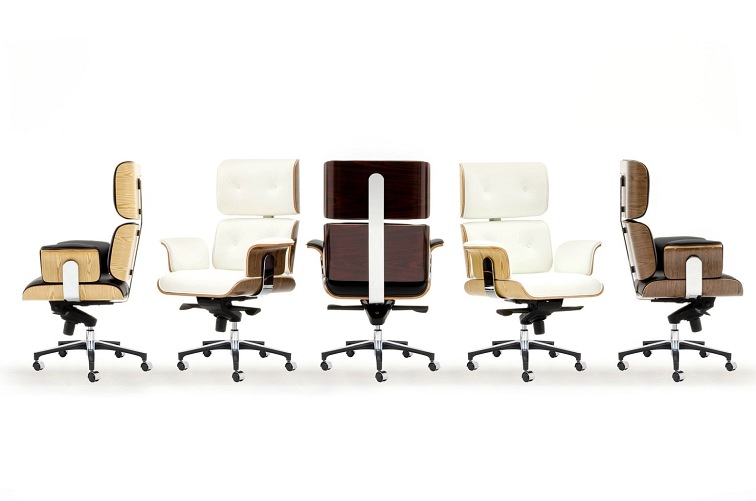 Fotel Biurowy LOUNGE BUSINESS Biały/Orzech