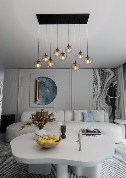 Lampa Wisząca COSMO 9 Czarny/Miodowy