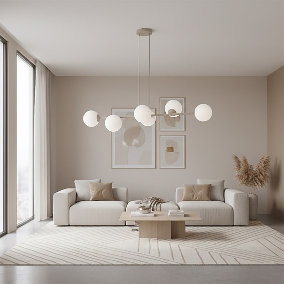 Lampa Wisząca MAGNUS 6 Beżowy/Biały