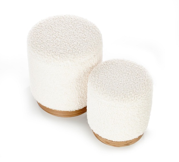 Zestaw 2 Puf Cancun 38x43 Kremowy/Naturalny