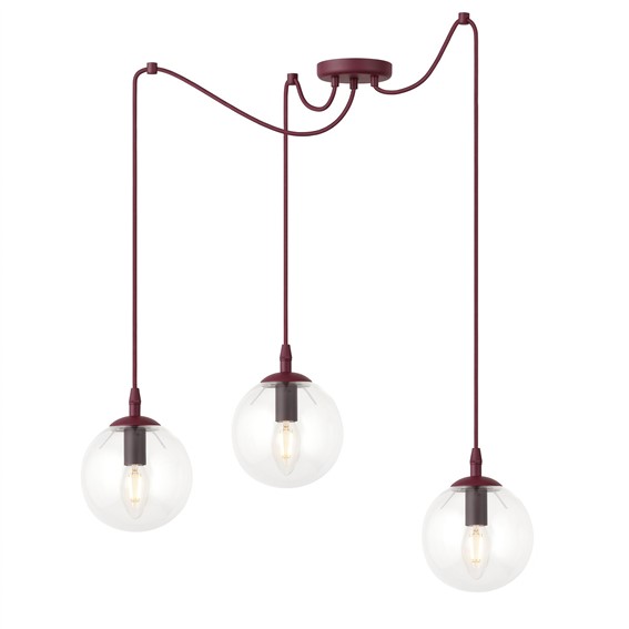 Lampa Wisząca GIGI 3 Burgundowy/Transparentny