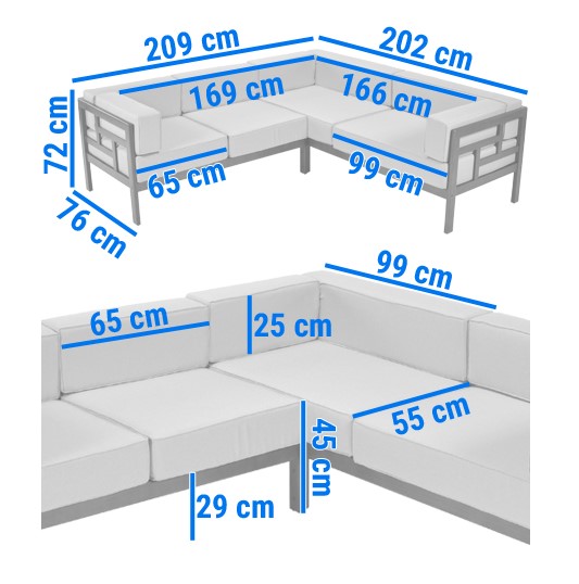 Narożnik Ogrodowy EDEN 5 Osobowy Brązowy/Beżowy