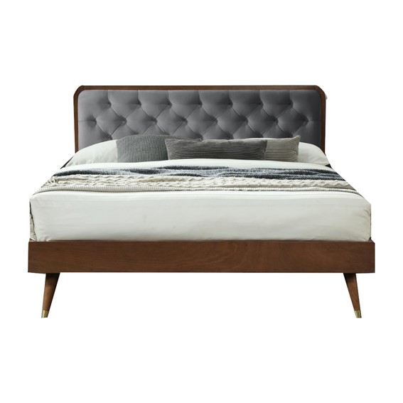 Łóżko CASSIDY 160x200 cm Popielaty/Orzech