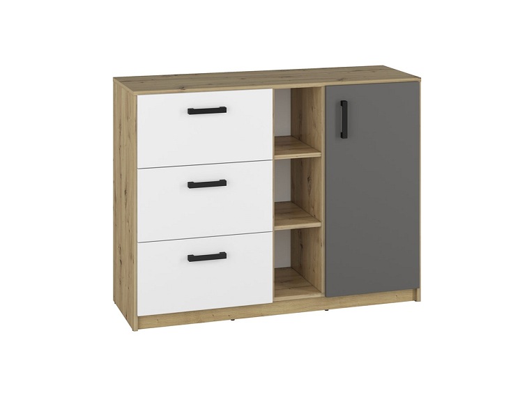 Komoda FINI 06 Biały/Szary/Dąb