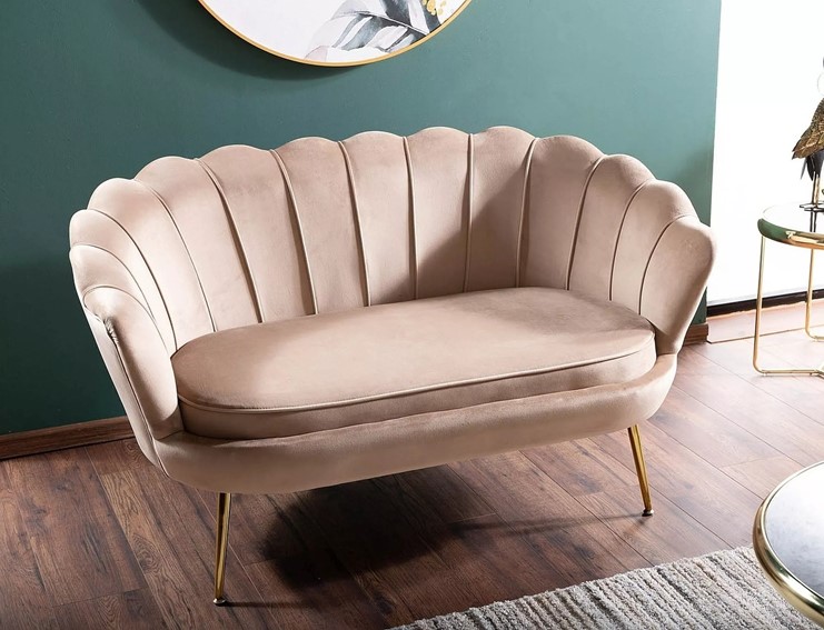 Sofa CAMELLIA 2 Velvet Beżowy/Złoty Bluvel 28