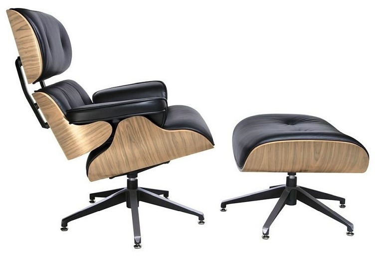 Fotel Lounge z Podnóżkiem 84x85x91 Czarny/Jesion