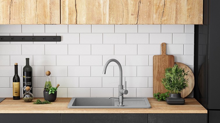 Zlewozmywak Granitowy DAG 75x44 + Syfon Szary