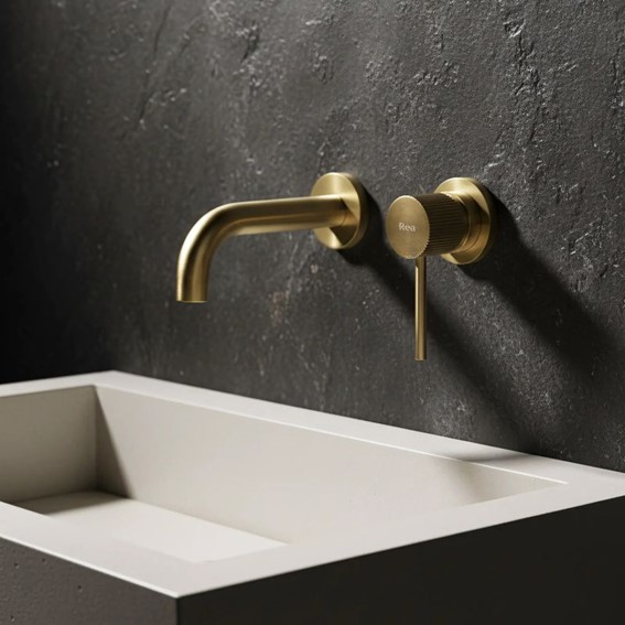 Bateria Umywalkowa Podtynkowa LUNGO STRIPE Złoty Szczotkowany