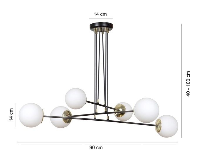 Lampa Wisząca OGNIS 6 Czarny