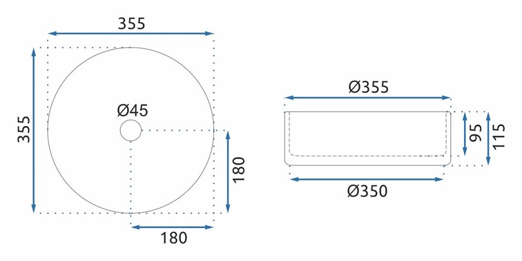 Umywalka Nablatowa CRISTAL 35 Transparentny