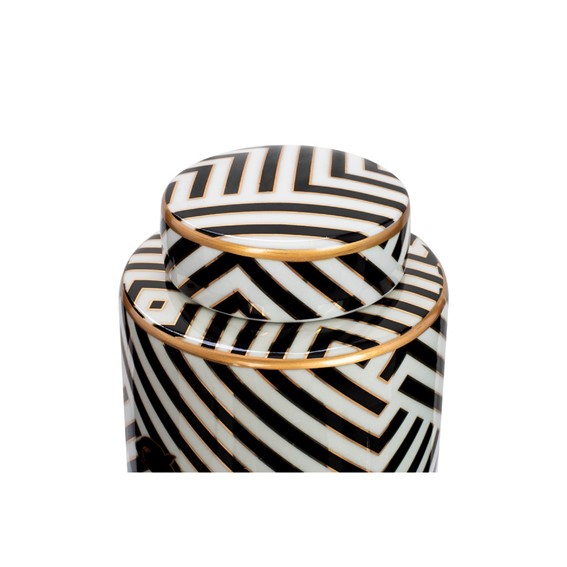Słoik Dekoracyjny PANTHER 25cm Biały/Czarny/Złoty