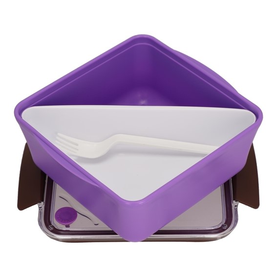 Lunch Box DIVIDED z Widelcem 2,6l Fioletowy