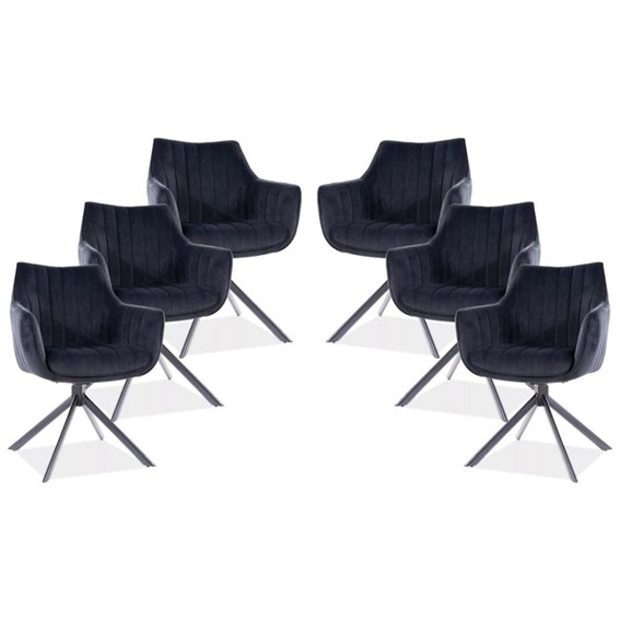 Zestaw 6x Krzesło AZALIA Velvet Czarny/Czarny Bluvel 19