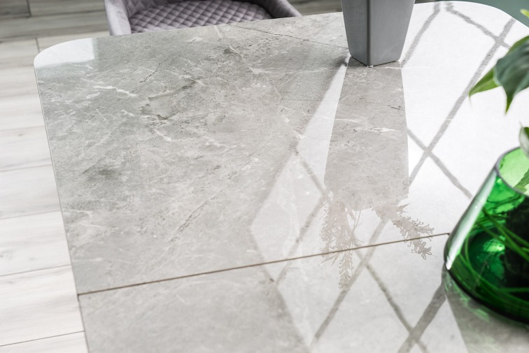 Stół Rozkładany PALLAS CERAMIC (210-160)x90 Efekt Marmur/Czarny Mat