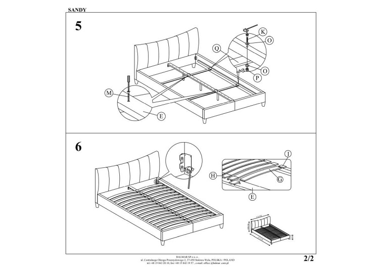 Łóżko tapicerowane SANDY biały
