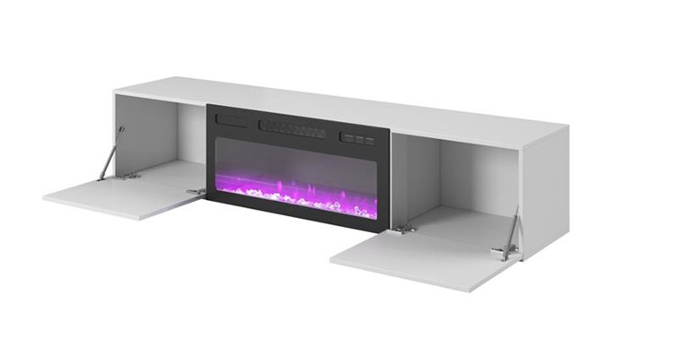 Szafka RTV Wisząca z Kominkiem LIVO RTV 180 Biały