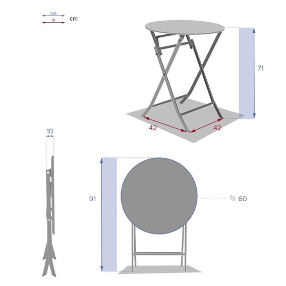 Stół Okrągły Składany GREENSBORO fi60 Czerwony