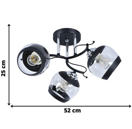 Żyrandol ALEMRIA 3 Czarny/Srebrny
