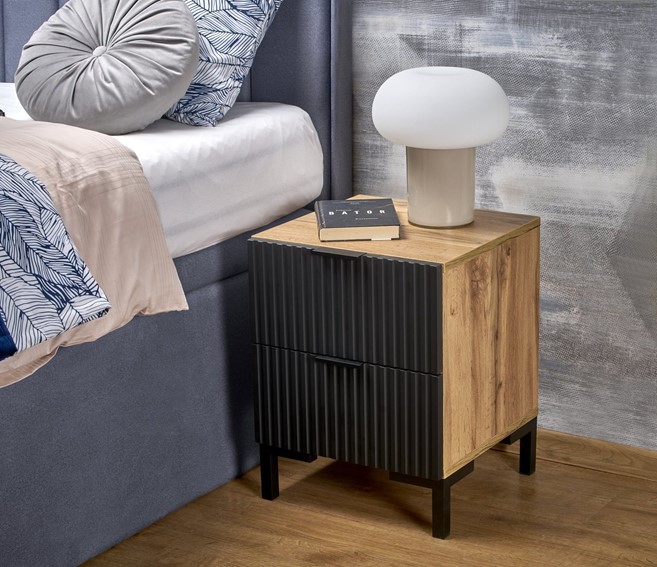 Szafka Nocna NELA Dąb Wotan/Czarny