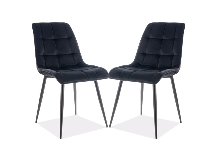 Zestaw 2x Krzesło CHIC Velvet Czarny/Czarny