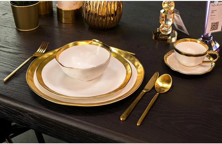 Miska BELL 15 cm Biały/Złota