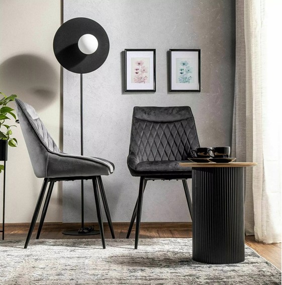 Krzesło AGAT Velvet Czarny Mat/Szary Bluvel 14